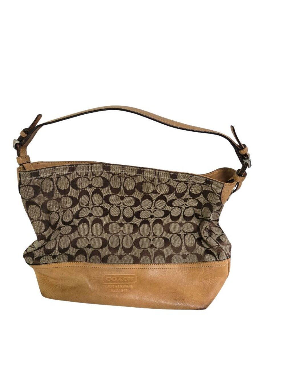 Coach Vintage Y2K G053-2156 Signature Jaquard Logo Canvas Leather Hobo Shoulder